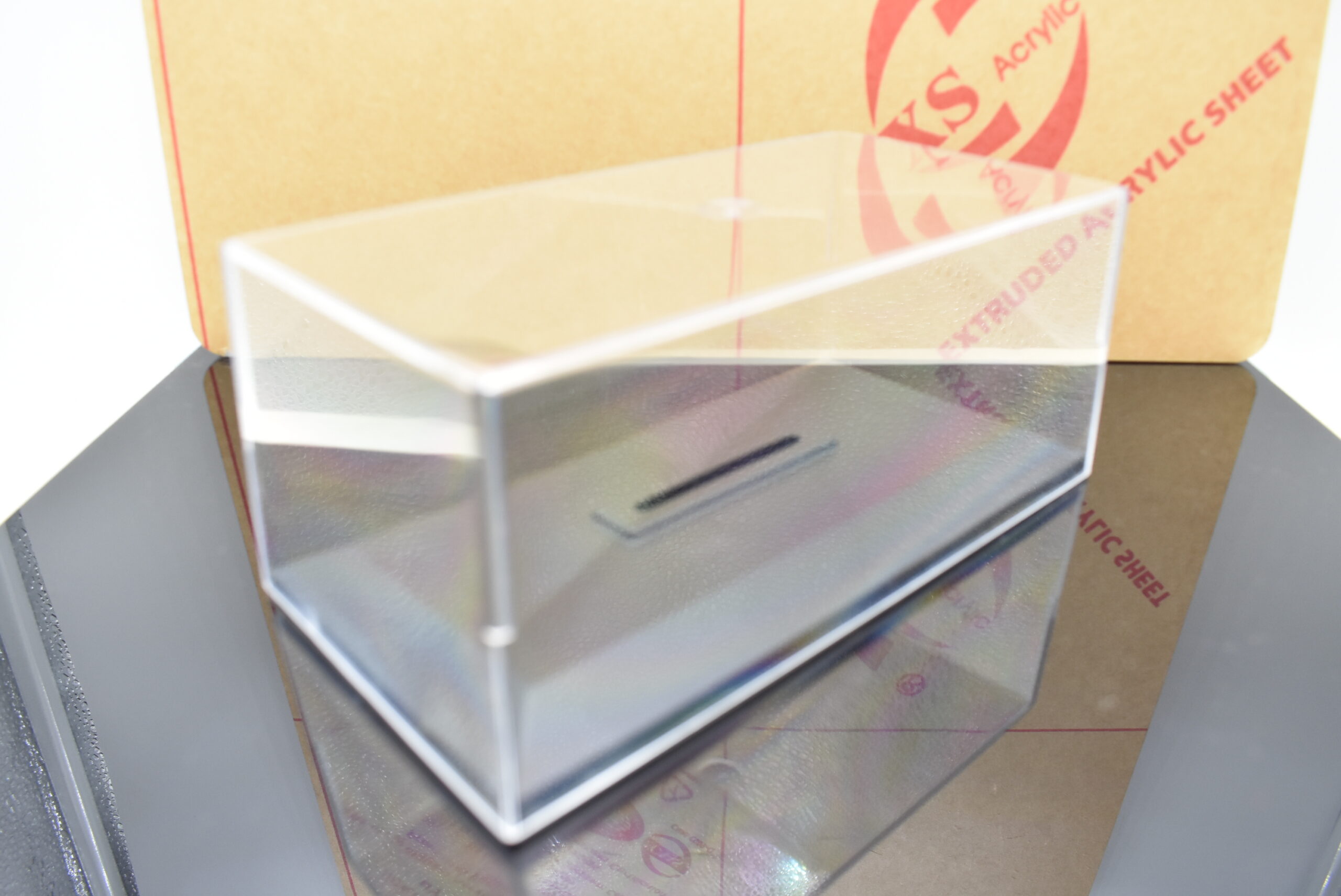 Teca Luxbox 1/43 16 x 7 x 7 base ecopelle nera + Teca Plexiglass