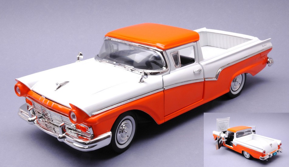 1957 Ford Ranchero Pickup Orange fashion and White 1/18 Diecast Model Car