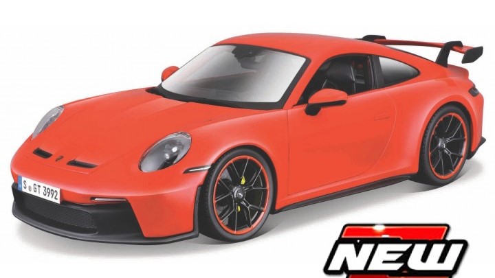 Modellino auto scala 1:24 Burago PORSCHE 911 GT3 2021 ORANGE diecast  modellismo statico